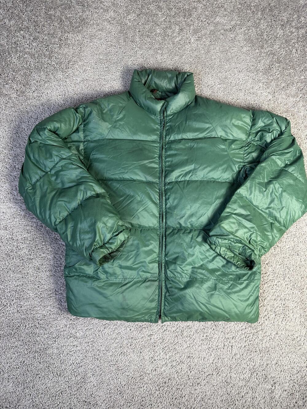 Vintage 60s 10X Jacket Mens L Green Puffer Insulated Down Nylon Lined Full Zip